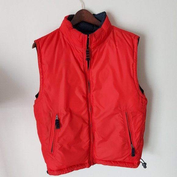 Gap Men's Blue Red Reversible Sleeveless Puffer Vest Full Zip Size M Y2K VTG! - Picture 3 of 11